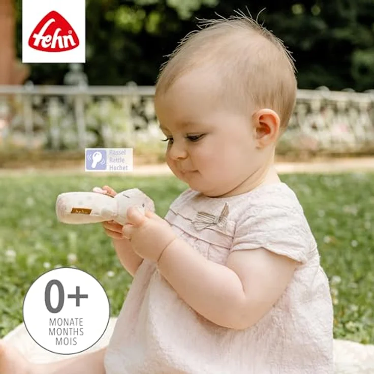 Fehn Mini-Rassel Greifling Maus, kuschelweiches Stofftier, geeignet ab Geburt – Bild 3
