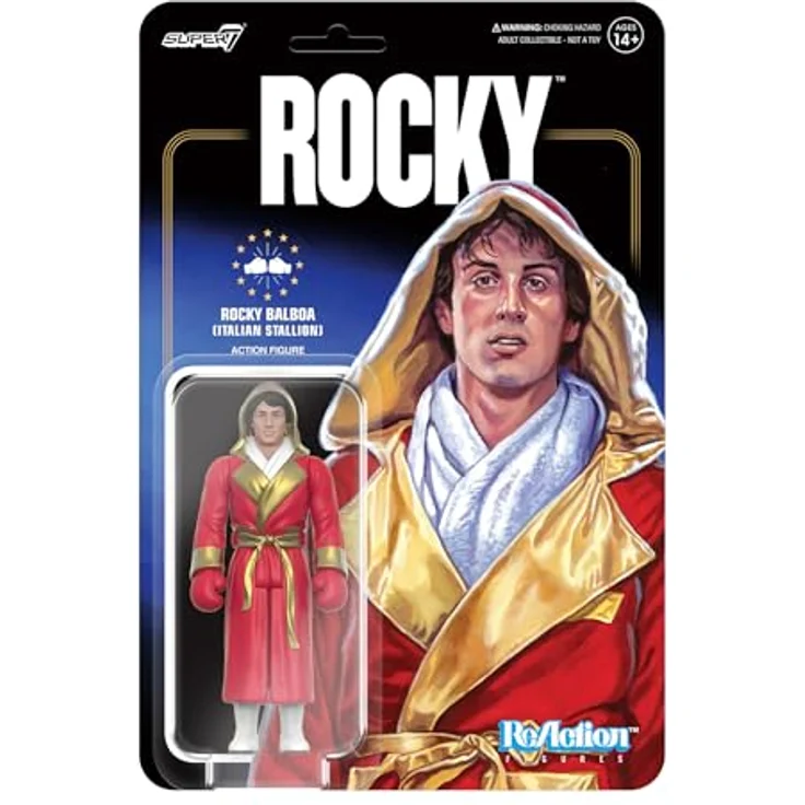 Super7 Rocky Balboa Actionfigur, 9,5 cm große Figur mit rot-goldener Robe und "Italian Stallion" Patch, klassisches Film-Sammlerstück – Bild 1