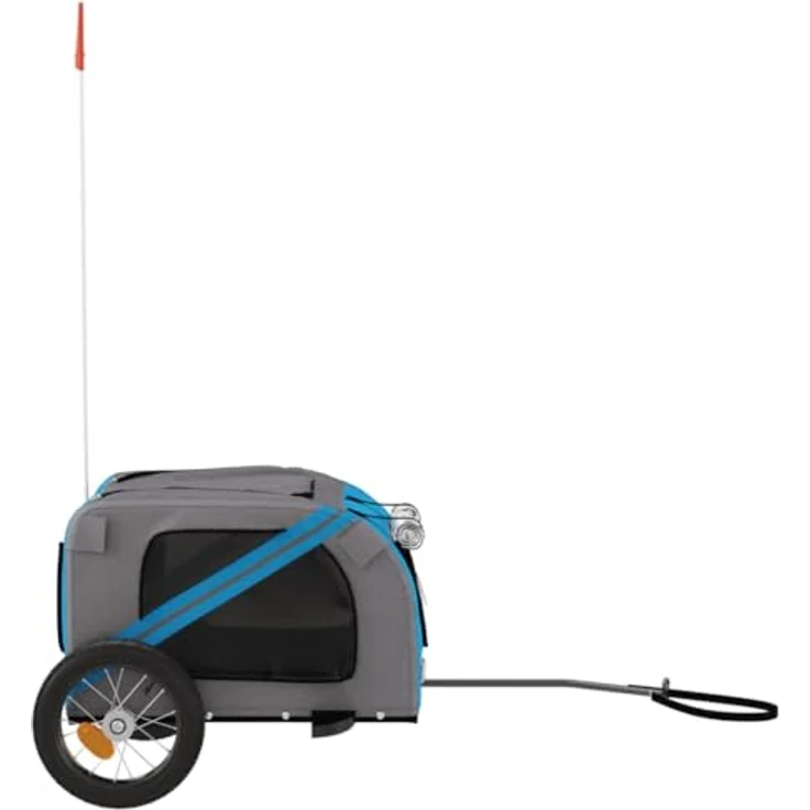 vidaXL Fahrradanhänger für Hunde, Blau und Grau, Oxford-Gewebe, Eisenrahmen, max. Belastbarkeit 30 kg – Bild 7