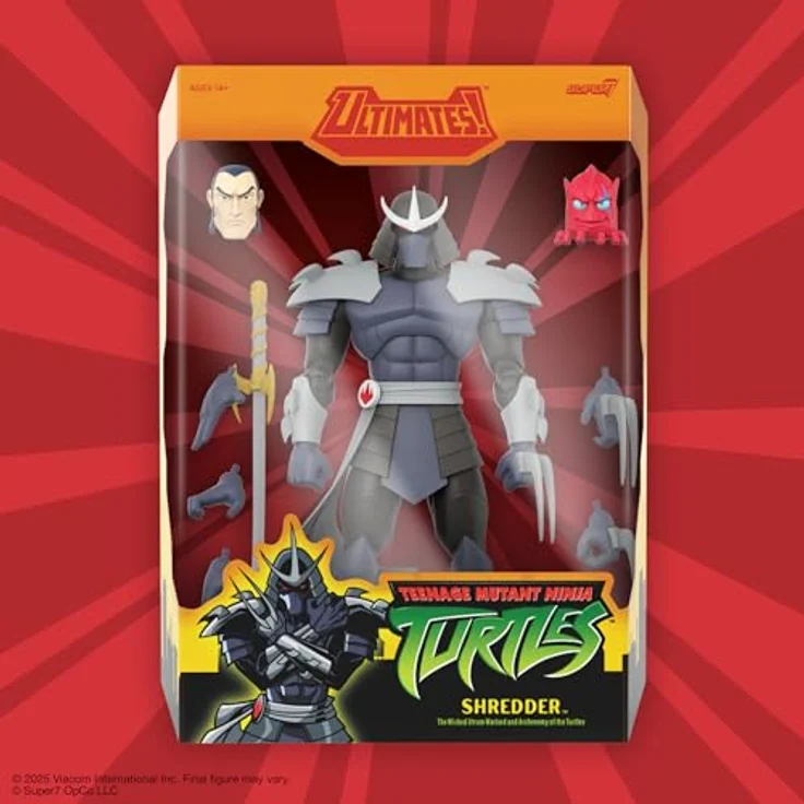 Super7 Teenage Mutant Ninja Turtles Ultimates Actionfigur Wave 13 Shredder, 18 cm, voll beweglich mit umfangreichem Zubehör und austauschbaren Teilen – Bild 6