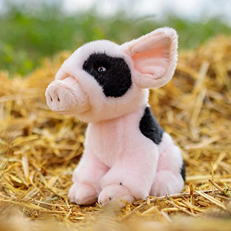 One for Fun Plüsch-Schwein Piggy, hochwertiges Kuscheltier mit realistischen Details und Miniaturbuch über das Tier – Bild 5