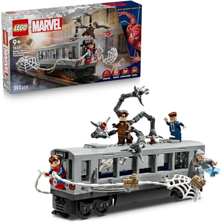 LEGO ǀ Marvel Spider-Man vs. Doc Ock: Showdown in der U-Bahn - Kreatives Spielzeug mit Minifiguren, U-Bahn Zugmodell für Jungen und Mädchen ab 9 Jahren - 76321
