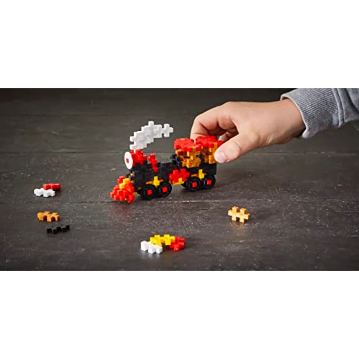 Plus-Plus 9604285, Geniales Konstruktionsspielzeug, Zug, Kreativ-Bausteine Tube, 100 Teile, bunt – Bild 4