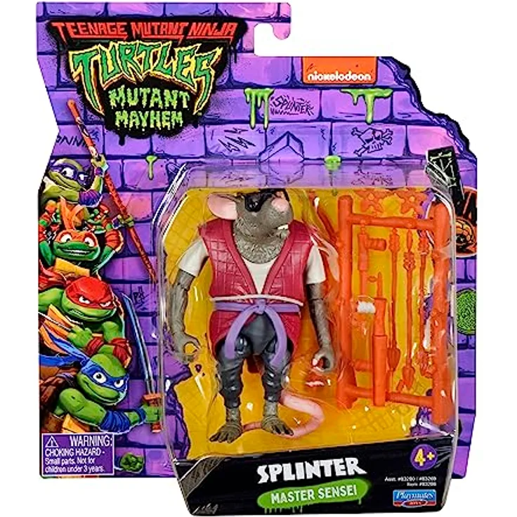 Teenage Mutant Ninja Turtles Splinter Basic Figure, authentische Sammlerfigur mit 10 Gelenken und Zubehör