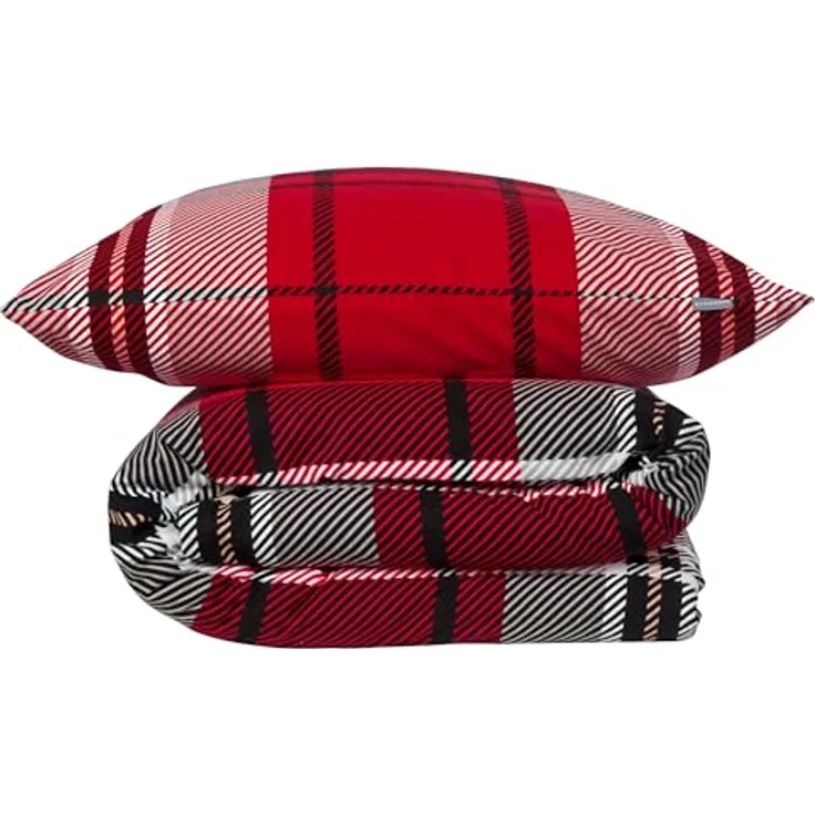 Schiesser Bettwäscheset Borro | Feinbiber | 100% Baumwolle aus nachhaltiger Produktion | 135x200cm + 80x80cm | Rot