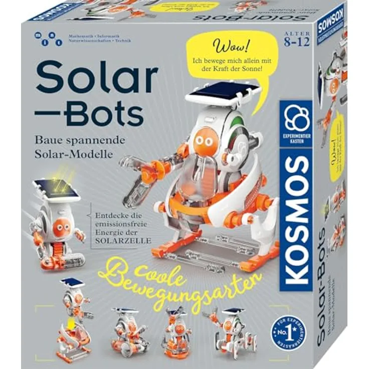 KOSMOS Solar Bots 621247, Bausatz für Solar Roboter mit 8 Solar-Modellen und Solarenergie-Antrieb, Experimentierkasten für Kinder ab 8-12 Jahre