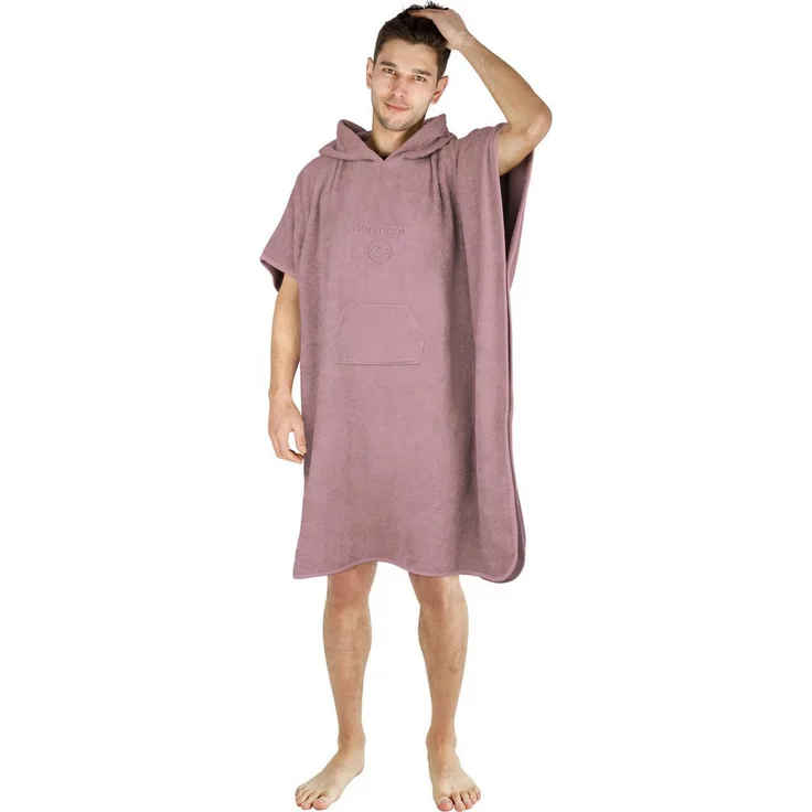 normani Badeponcho Sitra, 100 % Bio-Baumwolle, Kapuze, extrem saugfähig, große Bauchtasche, 90x105 cm