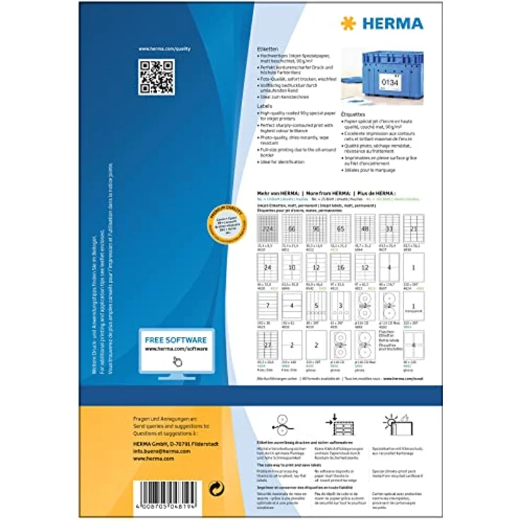 HERMA 4824 Universal Etiketten für Inkjet Drucker, matt, selbstklebend, bedruckbar, 25 Stück, weiß – Bild 2