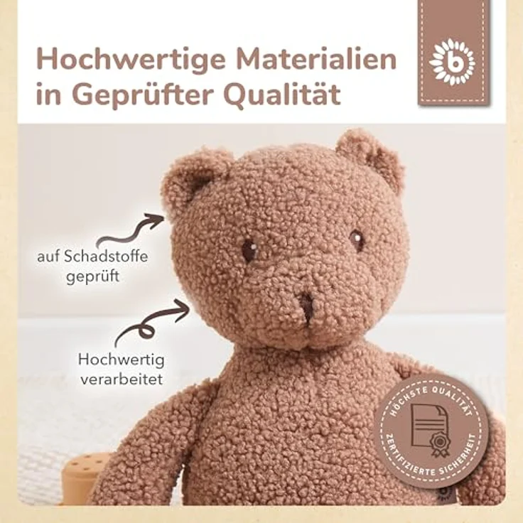 Bieco Kuscheltier Bär Mika XL, 46 cm Plüsch-Teddybär aus Bouclé in praline, ab 0 Monate – Bild 5