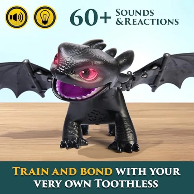 Dreamworks Dragons Ohnezahn, Interaktive Drachenfigur mit Licht- und Soundeffekten, Trainings- und Spielfunktionen, 30cm, für Kinder ab 4 Jahren – Bild 3