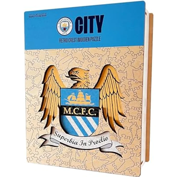 Iconic Puzzles, Manchester City Retro Crest Holzpuzzle, Größe M, 270 Teile, bunt – Bild 4