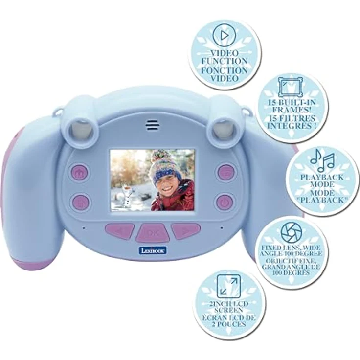 Lexibook Frozen Kinderfotoapparat, Foto- und Videokamera mit 32 GB Speicher, wiederaufladbarer Akku für Kinder ab 4 Jahren – Bild 2