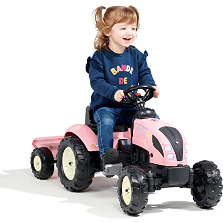 Falk FALK Pedal Tractor Country Star Pink + Trailer and Horn from 2 Years. – Bild 4