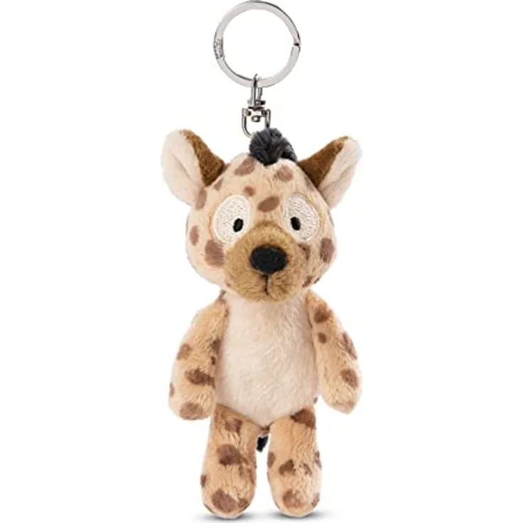 NICI 48861 Schlüsselanhänger Hyäne Helgi Green 10cm, beige - Plüschiger Schlüsselanhänger mit recycelten Materialien, ideal zum Schenken