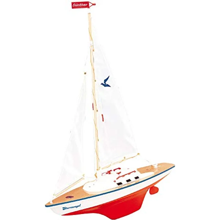 Paul Günther 1810 - Segelboot Sturmvogel, kleine Segeljacht zum Spielen, ca. 55 x 67 cm groß, hochwertig gefertigt und segelfertig montiert, für Badesee, Strand und Badewanne – Bild 2