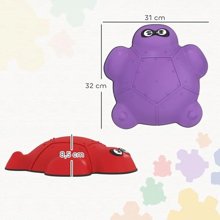 AIYAPLAY Flusssteine Stapelspielzeug, 9-tlg. Schildkrötenform, rutschfest & belastbar bis 80 kg, mehrfarbig – Bild 7