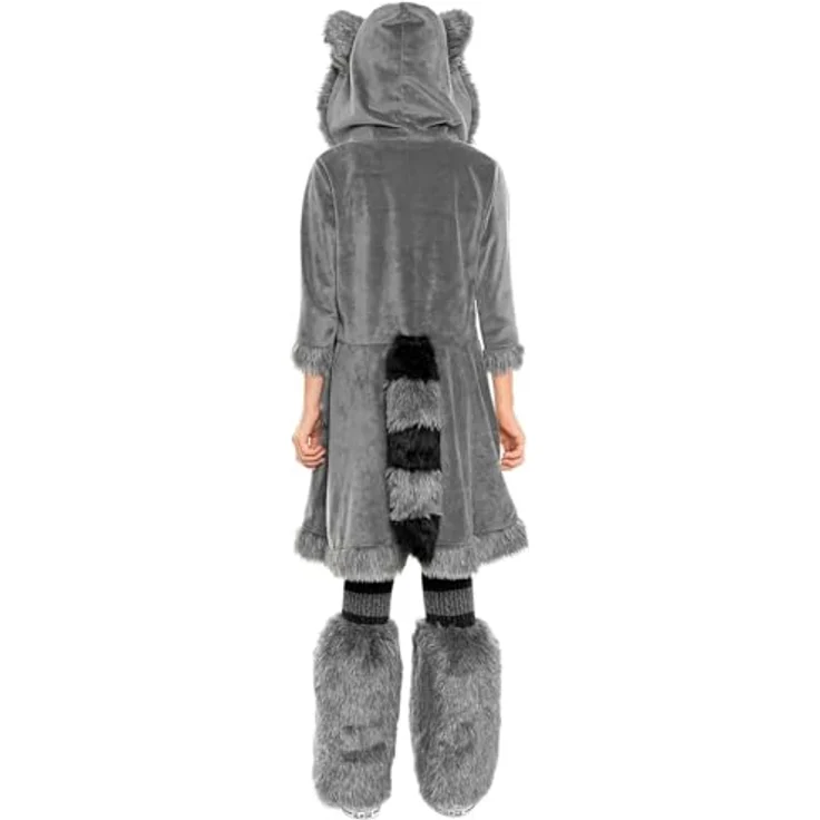 Maskworld Frecher Waschbär/Kleiner Wolf Kinderkostüm - 2-in-1, flauschig, grau - Karneval, Halloween & Motto-Party – Bild 4