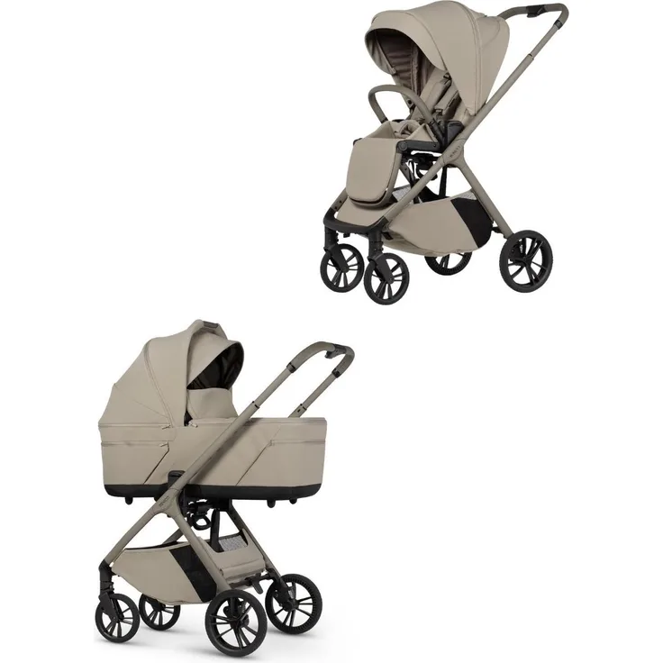 Venicci Tila Kombikinderwagen / 2in1, ultra-kompakt mit Up2Go-System, DreamAir 360°-Belüftung, latte