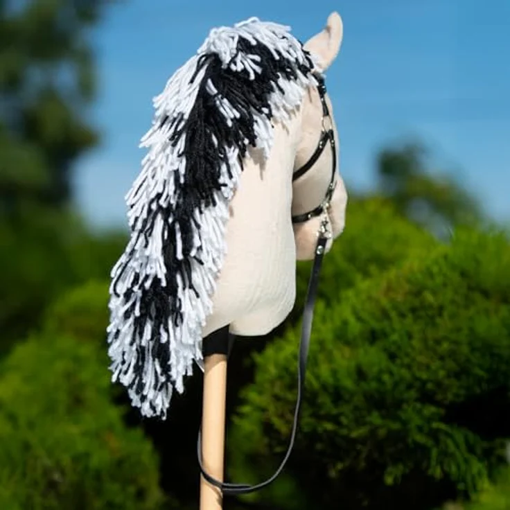Hobby Horse Land Fjord A3, Steckenpferd Beige mit Glitzer-Trense, hochwertiges Spielzeug für Kinder ab 5 Jahren – Bild 5