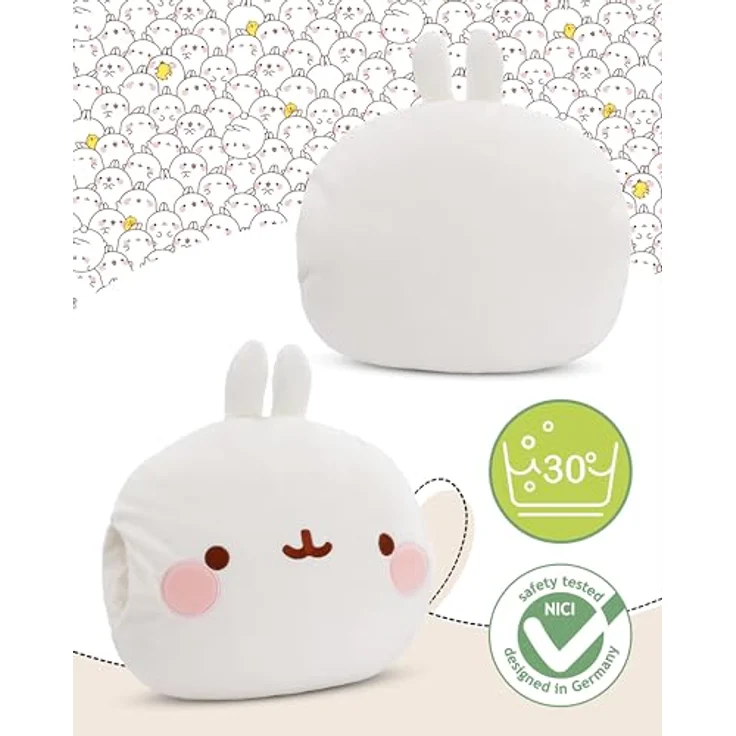 NICI Handmuff Molang 33x33x10cm - Flauschiger Kinder Muff mit Molang Gesicht für Mädchen, Jungen & Babys, Handwärmer ideal für kalte Tage, Weiß – Bild 3