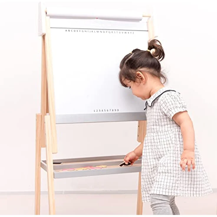 Mercator Medical New Classic Toys Blackboard, Magnetisches Whiteboard mit Kreiden, Marker und Schwamm, höhenverstellbar (110-114,5 cm) – Bild 5