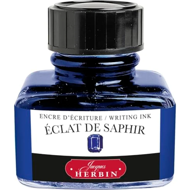 Herbin Eclat de Saphir Schreibset, Kiefernholzkästchen mit Federhalter, 5 Schreibfedern und 30 ml Tinte – Bild 2