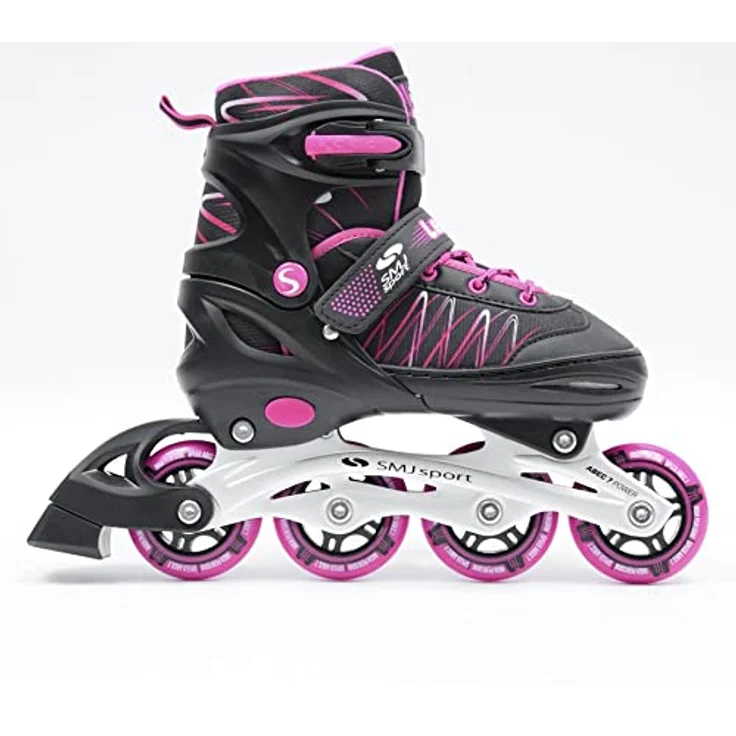 SMJ sport Kinder Mädchen 2IN1 Inlineskates Schlittschuhe Verstellbar Inliner ABEC7 LEA, Schwarz/Rosa, Größenverstellbar und Hochwertige Kugellager – Bild 4