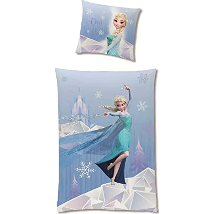 Disney Die Eiskönigin Bettwäsche Set 135x200 80x80 cm · Frozen Mädchenbettwäsche mit Anna und ELSA · Motiv Diamonds aus 100% Baumwolle mit Reißverschluss – Bild 4
