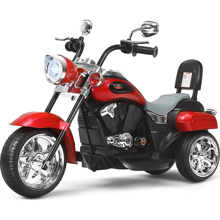 Dreamade Elektromotorrad 6V, Kindermotorrad ab 3 Jahren, mit einstellbaren Scheinwerfern, Hupe und Pedalen, rot