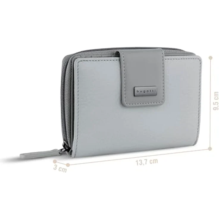 bugatti Sina Geldbörse, RFID Schutz, 100% Leder, 13.5 cm, hellgrau – Bild 2