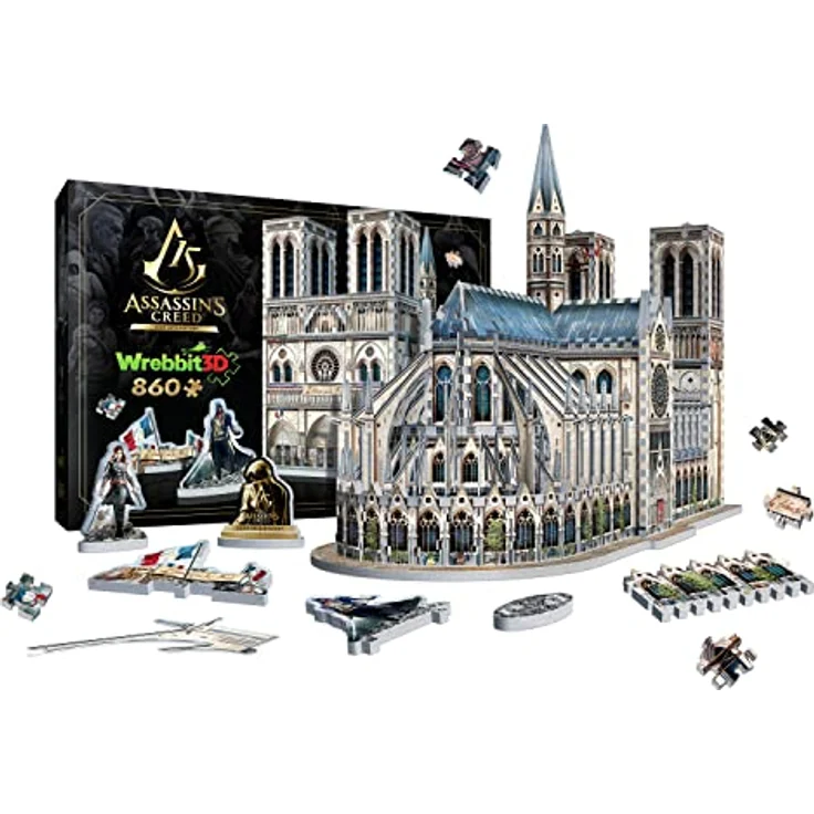 Wrebbit3D Assassin's Creed Unity – Notre-Dame 3D-Puzzle – 860 Teile, enthält Referenzen aus Ubisoft Videospiel, mit einzigartigen, 1,4 cm dicken Schaumstoff-Puzzleteilen für ein stabiles Design – Bild 4