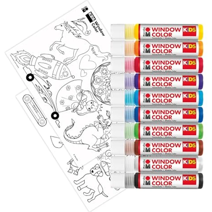 Marabu KiDS Window Color Set, 10 Farben auf Wasserbasis mit 18 Designs, ab 3 Jahren – Bild 3