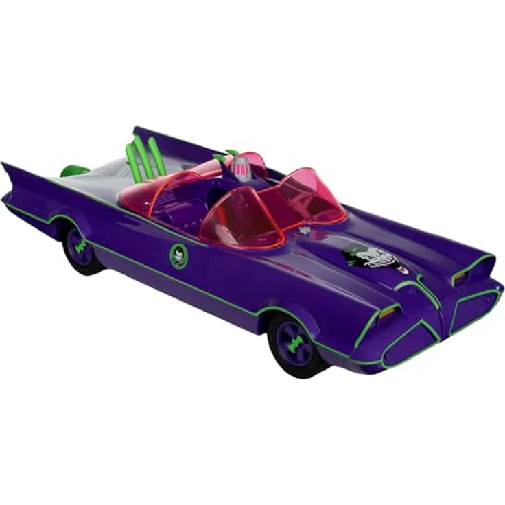 McFarlane Toys DC Retro Batman 66 Batmobil with Joker, detailreiches Fahrzeug mit beweglichen Rädern und rotierenden Lenkern, Gold Label – Bild 11