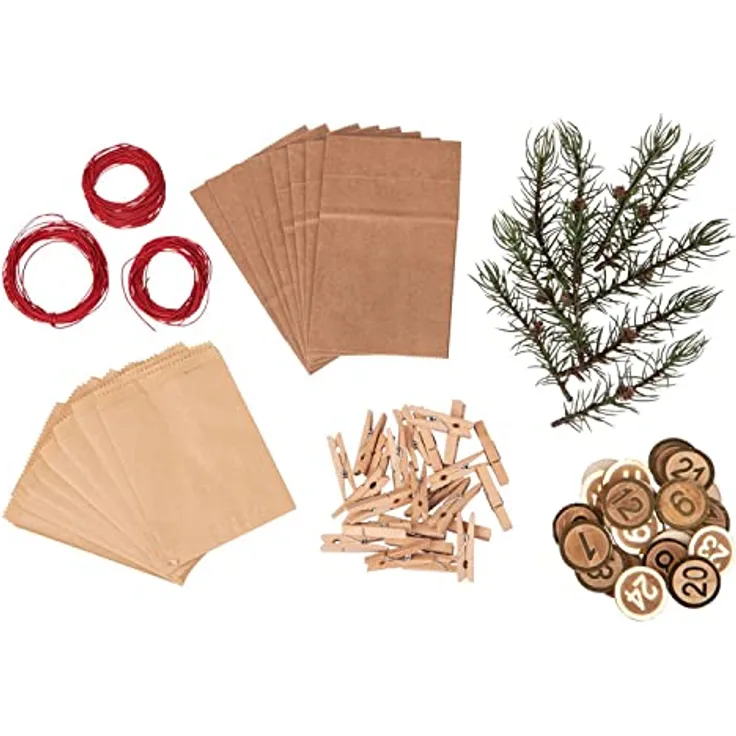 Rayher Adventskalender incl. Zahlen 1-24, sortiert, H 13-16cm, Karton 1Set, silber