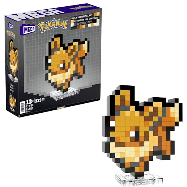 MEGA Pokemon Pixel Evoli HTH78, Sammelfigur zum Zusammenbauen im Retro-Design, kombinierbar mit anderen Pokémon – Bild 1