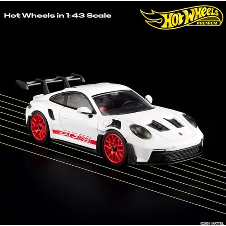 Hot Wheels Premium Porsche 911 GT3 RS, Maßstab 1:43, offiziell lizenziertes Sammlerfahrzeug mit Real-Riders-Reifen, Metall/Metall-Karosserie und -Fahrgestell, HWT03 – Bild 2