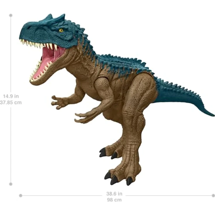 Mattel® Jurassic World Riesendino Allosaurus, Actionfigur mit 97 cm Länge und verschließbarem Bauch für Mini-Dinosaurier – Bild 5