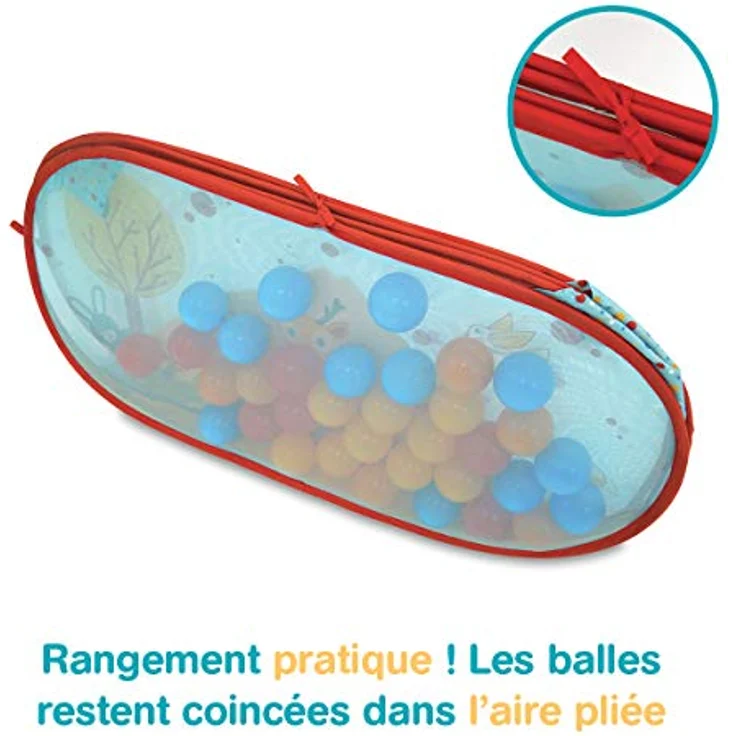 LUDI Ludi Aire De Jeu Motiv Hase, Praktisches NOMADE Bällebad mit lächelnden Details, blau – Bild 4