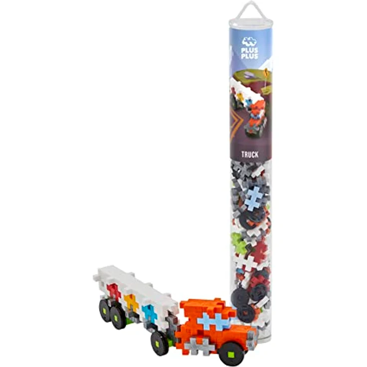 Plus-Plus 9604287, Geniales Konstruktionsspielzeug, Lastwagen, Kreativ-Bausteine Tube, 100 Teile, Bunt – Bild 1