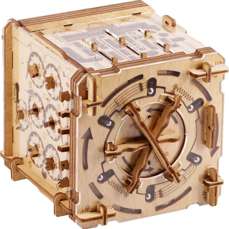 Idventure Cluebox Cambridge Labyrinth – Mechanische Rätselbox mit 60-90 Minuten Abenteuer für 1-2 Spieler, aus Naturholz mit Metallmurmeln