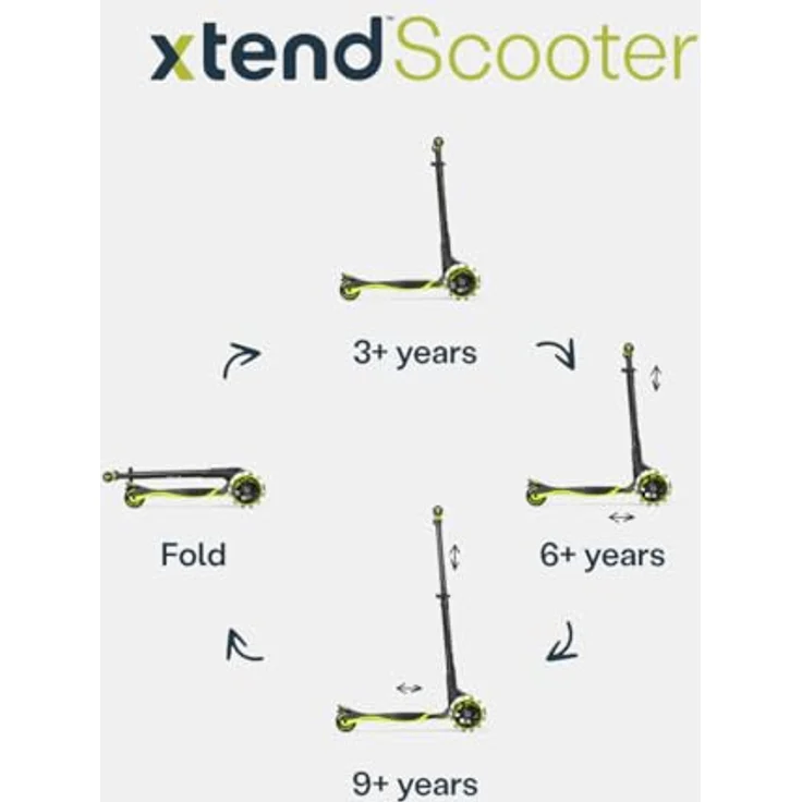 smarTrike Kinderroller Xtend Scooter - Lime, für Kinder ab 3 bis 12 Jahren, bis 50 kg belastbar, verstellbarer Lenker, LED-Beleuchtung, kugelgelagerte Räder – Bild 2
