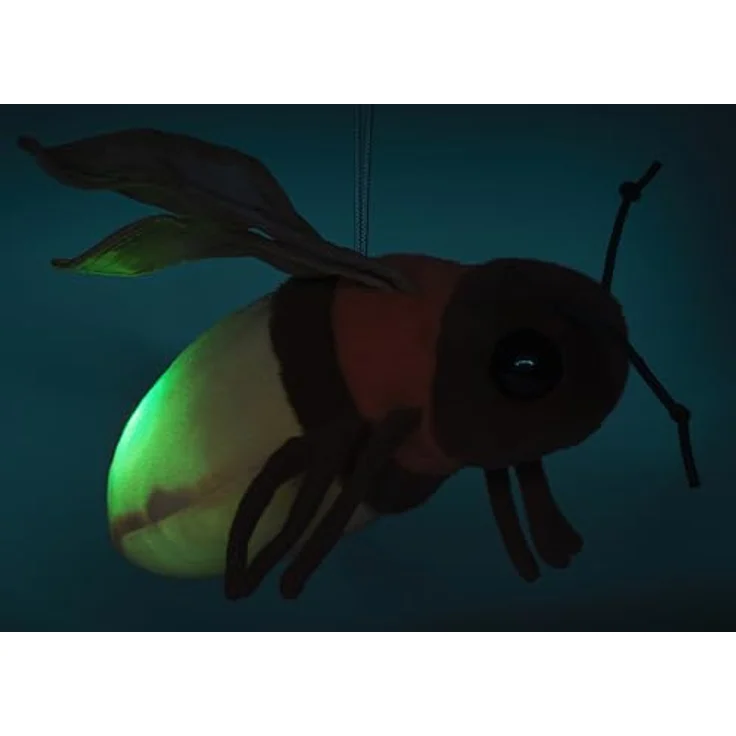 Uni-Toys Glühwürmchen, Plüsch-Insekt mit Licht, 17 cm, naturgetreues Design, inkl. austauschbare LR44 Batterien – Bild 1