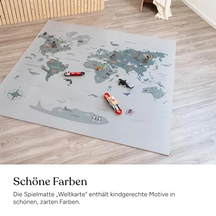 Ehrenkind® Spielmatte PRO, Extra dick und soft, 174x174cm Weltkarte, Made in Germany, Phtalatfrei, rutschfest, hygienisch – Bild 5