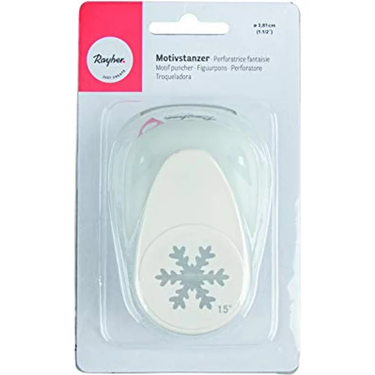 Rayher Hobby 69009000 Motivstanzer Schneeflocke, ø 3,81 cm- 1,5 Zoll, transparente Sicherheitsabdeckung, Auffangbehälter, Kunststoff, für Papier/Karton bis zu 200g/m² – Bild 2