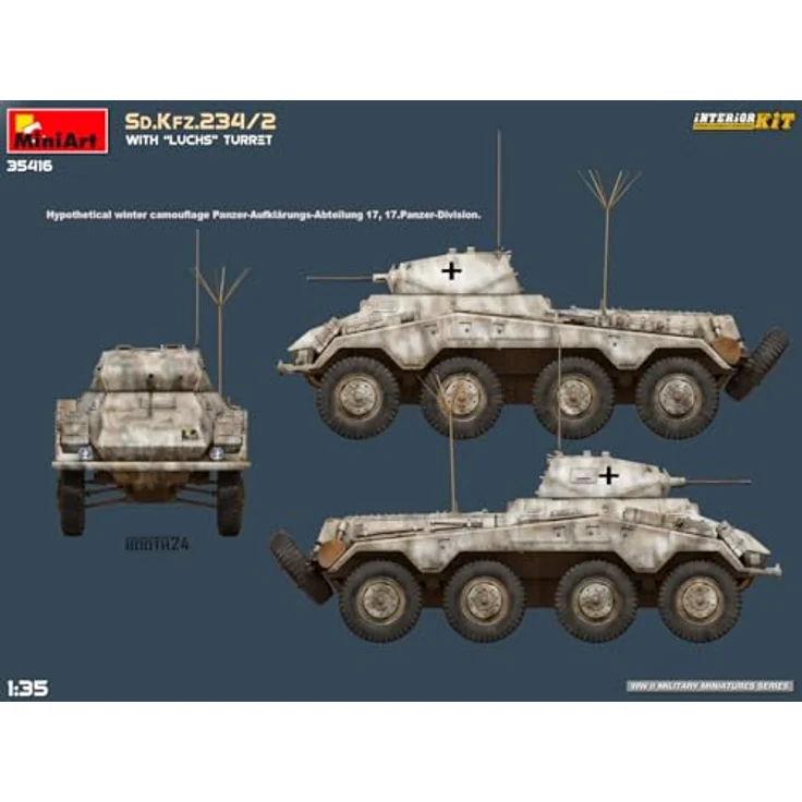 Other 1:35 Sd.Kfz.234/2 mit Luchs Turm, Modellfahrzeug mit detailliertem Interieur und Photoätzteilen, zwei Varianten darstellbar – Bild 3