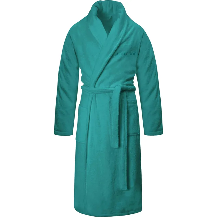 Normani Damen Bademantel Basic, Premium Baumwolle, L, mit zwei seitlichen Taschen und Bandgürtel, weich und atmungsaktiv