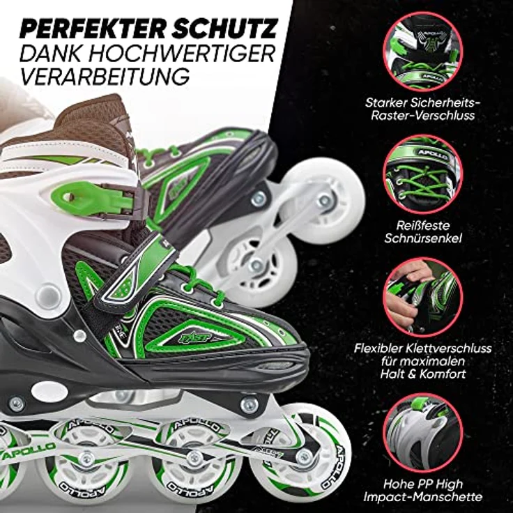 Apollo Super Blades X Pro | größenverstellbare Inliner für Kinder, Damen und Herren | LED Wheels | bis Größe 42 | High-Rebound-Rollen – Bild 4