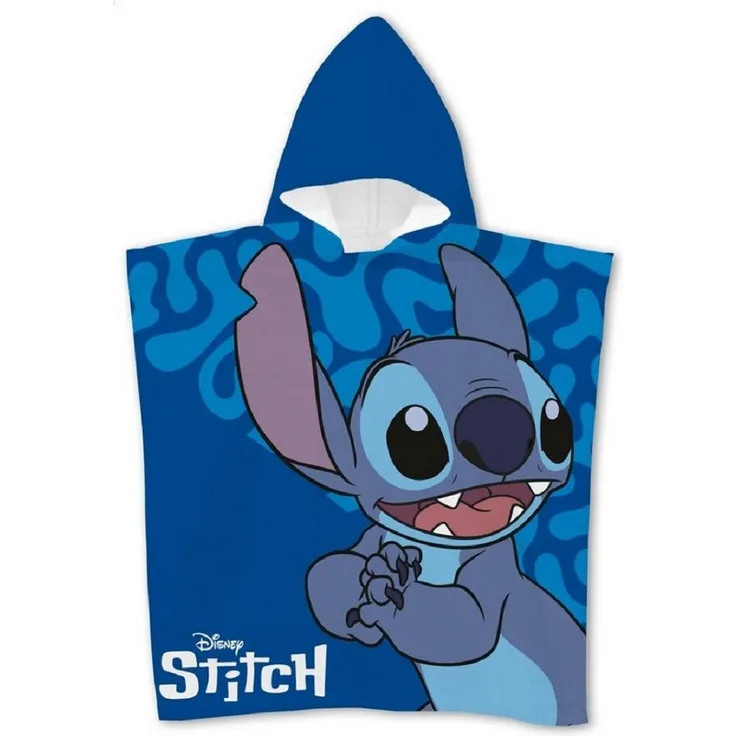 Lilo & Stitch Badeponcho Kinder mit Kapuze, Strandponcho aus Polyester, 55 x 110 cm
