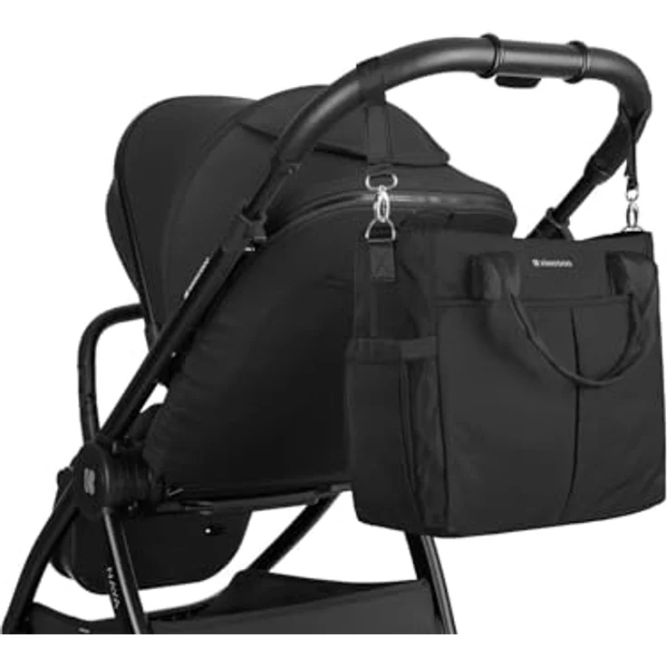 Kikkaboo Wickeltasche Brielle Clips zur Befestigung wasserfest Schultergurt, stilvolles Design, wasserabweisend, 2 Flaschenabteile, Handtasche, schwarz – Bild 7