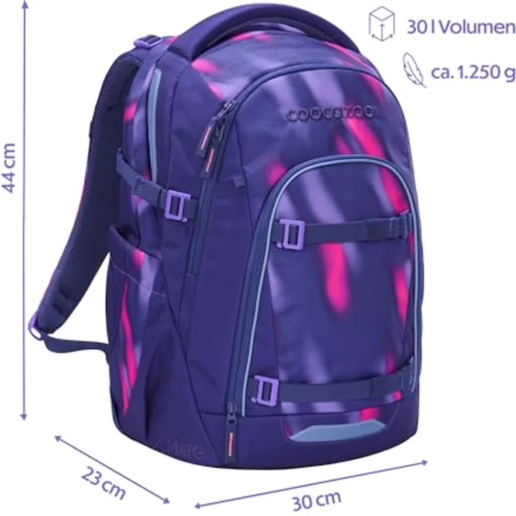 Coocazoo Mate Schulrucksack „Aurora Glow”, ergonomischer & anpassbarer Tornister, höhen- & größenverstellbar, lila, mit Brustgurt & Hüftgurt, für die 3. Klasse – Bild 2